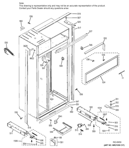 CASE PARTS Diagram and Parts List for ZISS480NHBSS  General Electric Refrigerator