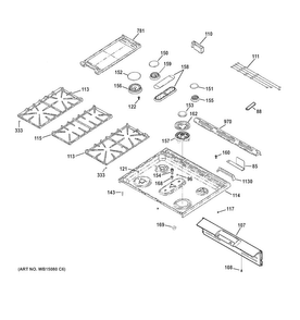 Control Panel & Cooktop Diagram and Parts List for C2S985SET6SS  General Electric Range
