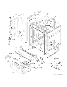 Body Parts Diagram and Parts List for GDF570SGF8CC  General Electric Dishwasher
