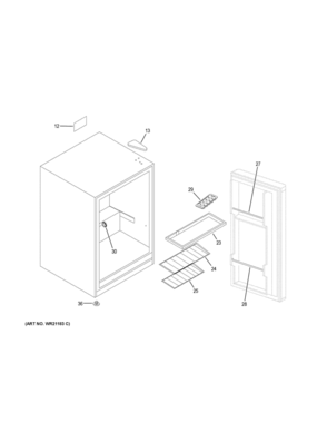 Part Location Diagram of WR71X27695 GE SHELF GLASS HALF