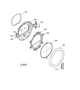 DOOR Diagram and Parts List for GFMN120ED0WW  General Electric Dryer