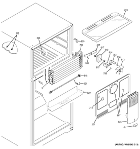 FREEZER SECTION Diagram and Parts List for GAS18PSJFRSS  General Electric Refrigerator