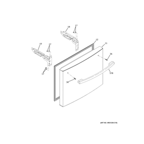 Freezer Door Diagram and Parts List for GYE18JYLHFFS  General Electric Refrigerator
