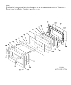 DOOR Diagram and Parts List for ZGP304NR4SS  General Electric Range