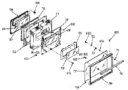Door Diagram and Parts List for JDP37G0L1  General Electric Range