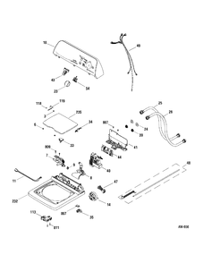 CONTROLS & COVER Diagram and Parts List for MEXE1045H0WW  General Electric Washer