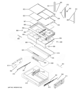 Fresh Food Shelves Diagram and Parts List for GYE22HSKESS  General Electric Refrigerator