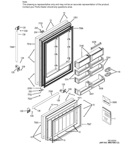 DOORS Diagram and Parts List for ZICP360NXDRH  General Electric Refrigerator