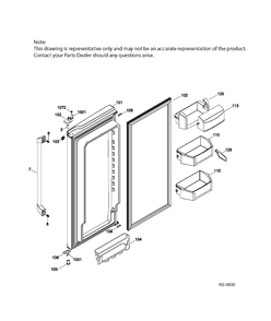 FF DOOR RIGHT Diagram and Parts List for CFCP1RKBESS  General Electric Refrigerator