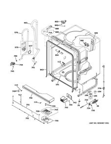 Body Parts Diagram and Parts List for GDF511PSM4SS  General Electric Dishwasher