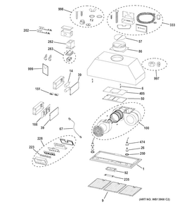 Hood Parts Diagram and Parts List for ZVC48L4SS  General Electric Range Hood