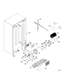SYSTEM Diagram and Parts List for PSRS6PGZADSS  General Electric Refrigerator