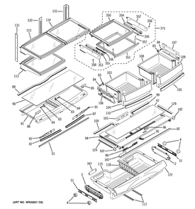 Fresh Food Shelves Diagram and Parts List for PGSS5RKZJSS  General Electric Refrigerator