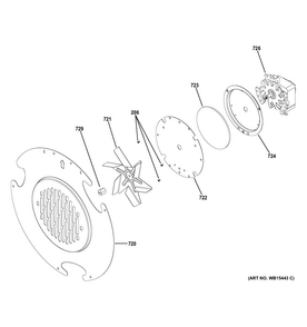 Convection Fan Diagram and Parts List for JGB720DEJ1BB  General Electric Range