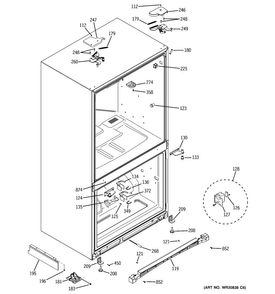Case Parts Diagram and Parts List for PGSS5RKZJSS  General Electric Refrigerator
