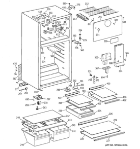 CABINET Diagram and Parts List for 38351HBMERWW  General Electric Refrigerator