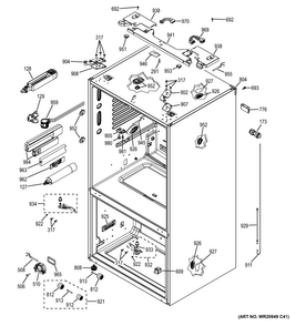 Case Parts Diagram and Parts List for GFE26GGHEBB  General Electric Refrigerator