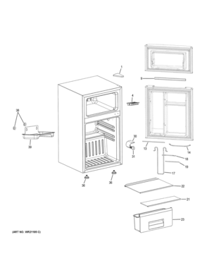 Part Location Diagram of WR01X28218 GE THERMOSTAT KNOB
