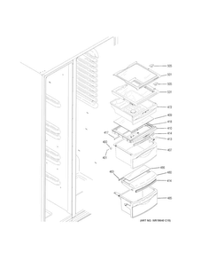 Fresh Food Shelves Diagram and Parts List for GSS25GGHFCBB  General Electric Refrigerator