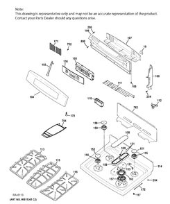 CONTROL PANEL & COOKTOP Diagram and Parts List for PC2B940SEF2SS  General Electric Range