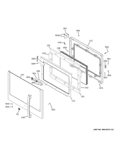 Lower Door Diagram and Parts List for PTD700LSN3SS  General Electric Wall Oven