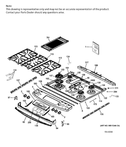 CONTROL PANEL & COOKTOP Diagram and Parts List for PC2S920SEF2SS  General Electric Range
