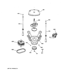 SUSPENSION, PUMP & DRIVE COMPONENTS Diagram and Parts List for MNSR1090H3WW  General Electric Washer