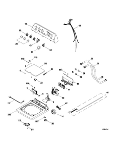 CONTROLS & COVER Diagram and Parts List for MHDSE165H0WW  General Electric Washer