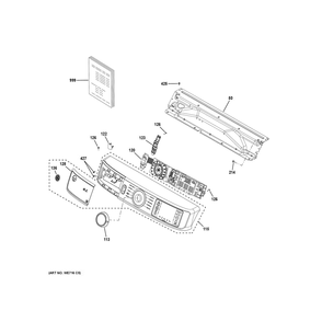 Controls And Backsplash 1 Diagram and Parts List for GFD55ESMN3WW  General Electric Dryer