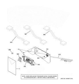 Part Location Diagram of WH16X20555 GE SUPPORT BOARD