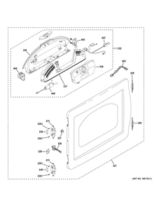 Door Diagram and Parts List for PTD90EBPT2DG  General Electric Dryer