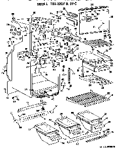 Cabinet Parts Diagram and Parts List for TBX23DFB  General Electric Refrigerator