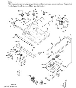 GAS & BURNER PARTS Diagram and Parts List for PCGB945SEF2SS  General Electric Range