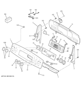 Control Panel Diagram and Parts List for JB750SF4SS  General Electric Range