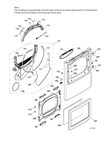 FRONT PANEL AND DOOR Diagram and Parts List for GTD65GBMJ0WS  General Electric Dryer