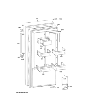 DOOR Diagram and Parts List for ZIRP360NHBRH  General Electric Refrigerator