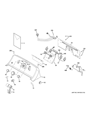 Controls & Backsplash Diagram and Parts List for GTW330ASK4WW  General Electric Washer