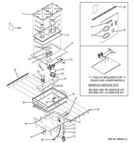 CONTROLS, COOKTOP & BURNER Diagram and Parts List for ZGW124EN5SS  General Electric Cooktop