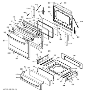 Door & Drawer Parts Diagram and Parts List for P2S920SEF1SS  General Electric Range