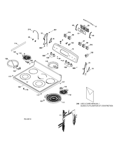 CONTROL PANEL & COOKTOP Diagram and Parts List for JCBP78SP2SS  General Electric Range