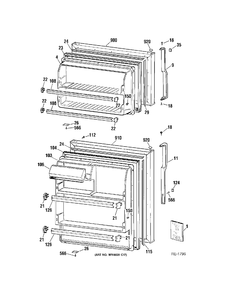 DOORS Diagram and Parts List for MTS18BBRFRWW  General Electric Refrigerator