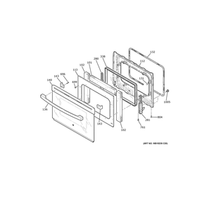 Door Diagram and Parts List for JD630DT3WW  General Electric Range