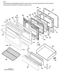 DOOR & DRAWER PARTS Diagram and Parts List for JCGB750DEF2BB  General Electric Range