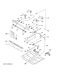Gas And Burner Parts Diagram and Parts List for QGSS740BN1TS  General Electric Range