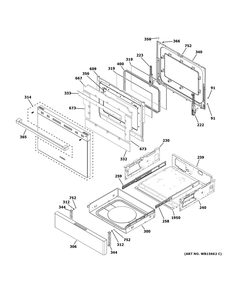 Door And Drawer Parts Diagram and Parts List for QGSS740BN1TS  General Electric Range