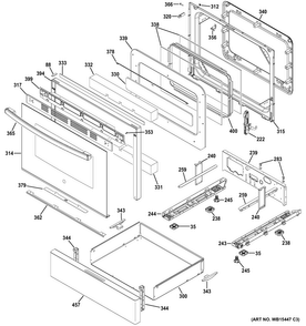 Door & Drawer Parts Diagram and Parts List for JGB660DEJ1WW  General Electric Range