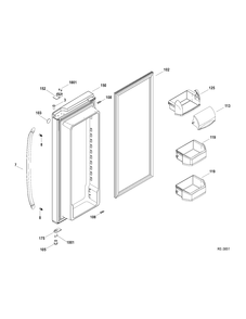 FF DOOR RIGHT Diagram and Parts List for GFRF2KBYCWW  General Electric Refrigerator