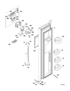 FZ DOOR Diagram and Parts List for GSR23KGTAWW  General Electric Refrigerator