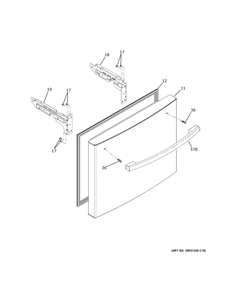 Freezer Door Diagram and Parts List for GYE18JEMXFDS  General Electric Refrigerator