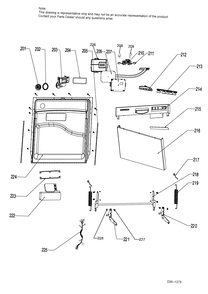 DOOR ASM Diagram and Parts List for GDWF400V01BB  General Electric Dishwasher